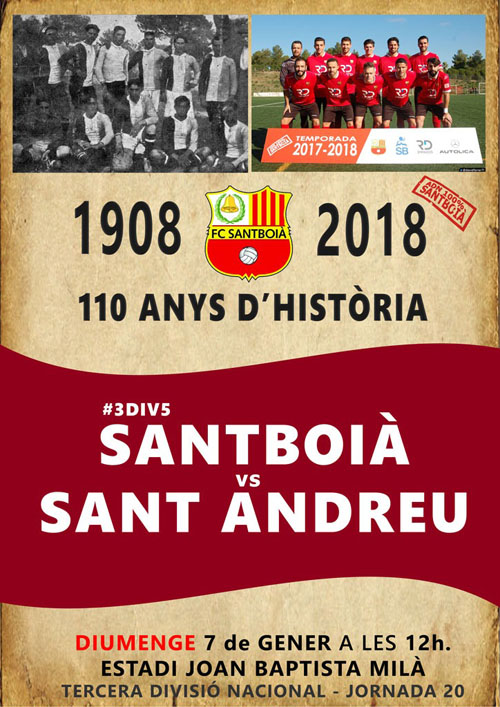 ESPORTS (FUTBOL): El Santboià comença a celebrar el seu 110 aniversari amb un cartell commemoratiu