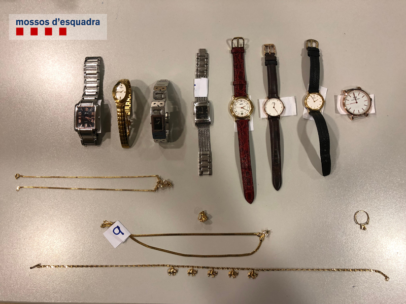 Rellotges i joies recuperades pels Mossos d'Esquadra
