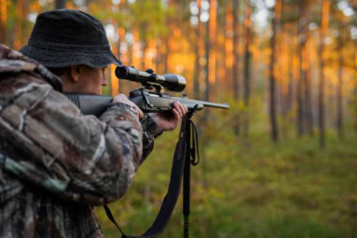 depositphotos 142443113 stock photo hunter aiming with rifle