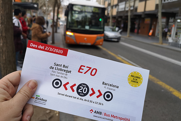 SOCIETAT: La línia exprés E70 amplia l'horari per oferir una connexió directa tot el dia amb la plaça d'Espanya