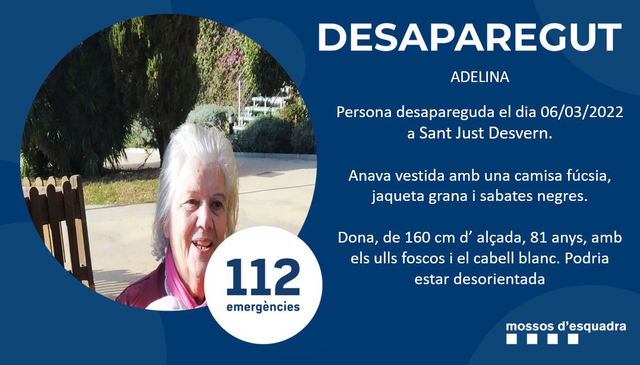  SUCCESSOS: Busquen una dona desapareguda a Sant Just Desvern