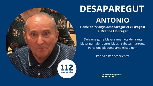 SUCCESSOS: Continua la recerca de l’home de 77 anys desaparegut al Prat el passat 26 d’agost