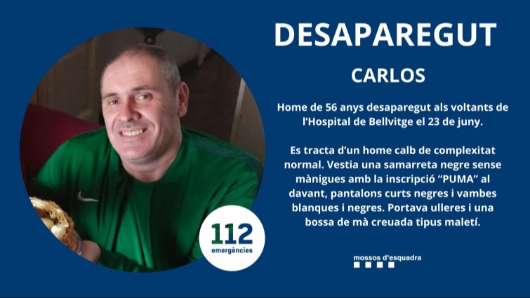 Cridada a la col·laboració ciutadana per trobar un home desaparegut a l'Hospitalet de Llobregat