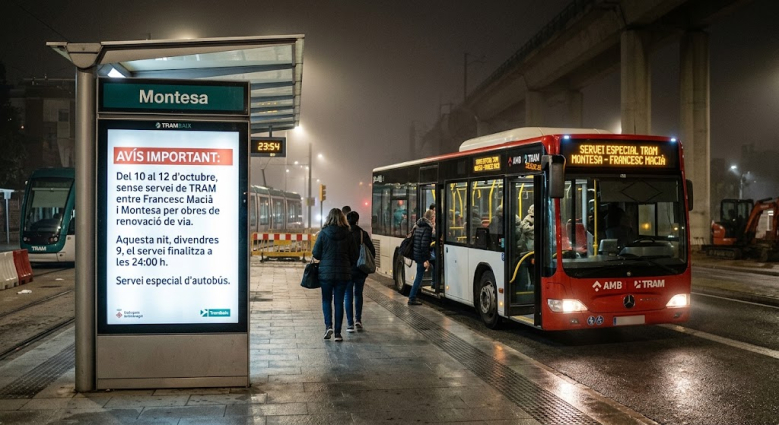 Sense servei de TRAM entre Francesc Macià i Montesa del 10 al 12 d'octubre per obres de renovació de via