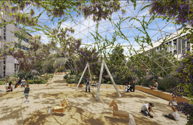 Viladecans inicia la naturalització de la plaça de les Tretze Roses per convertir-la en un refugi climàtic