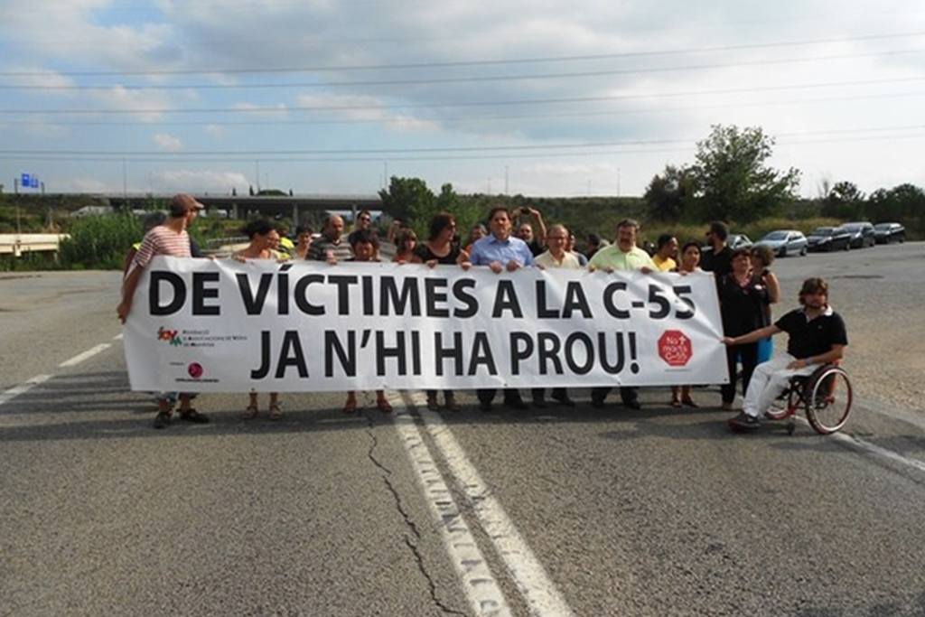Protesta en contra dels accidents de trànsit a la carretera C-55