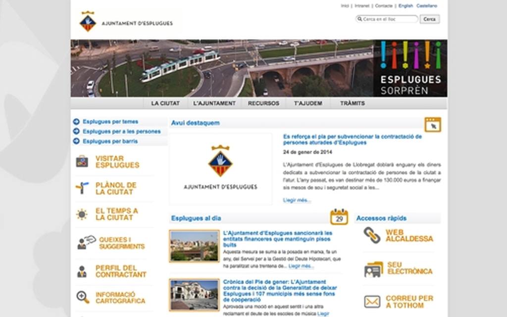 Reconeixement al web de l’Ajuntament d’Esplugues per la seva transparència informativa