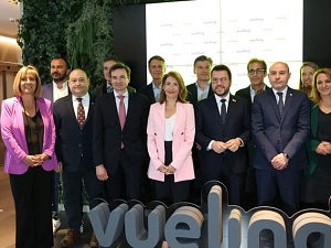 Sánchez va assistir a la inauguració de les noves instal·lacions de Vueling a Viladecans