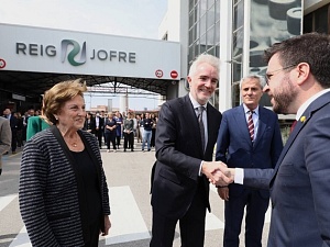 El president de la Generalitat, Pere Aragonès, ha visitat avui dimarts la nova planta de l'empresa farmacèutica Reig Jofre situada a Sant Joan Despí