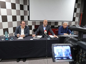 Roda de premsa d'Iván Carrillo, president del CF Gavà